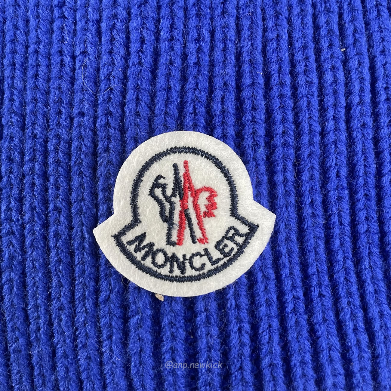 Moncler Logo Patch Ribbed Knit Beanie Black Blue (3) - newkick.cc